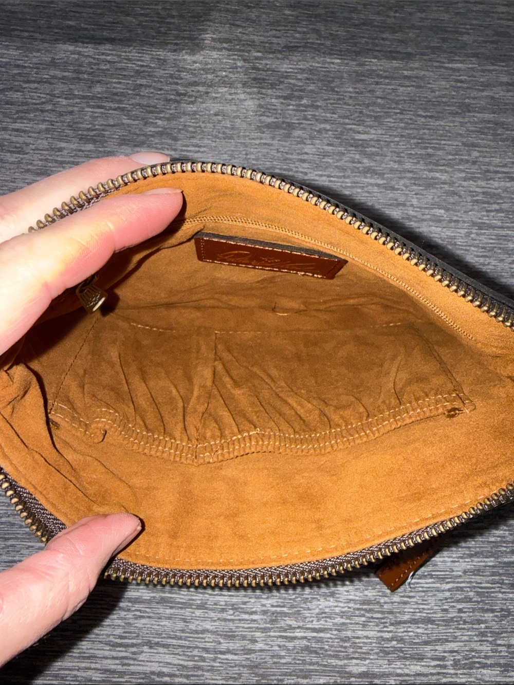 Patricia Nash Cognac Embossed Leather Wristlet - Picture 6 of 6